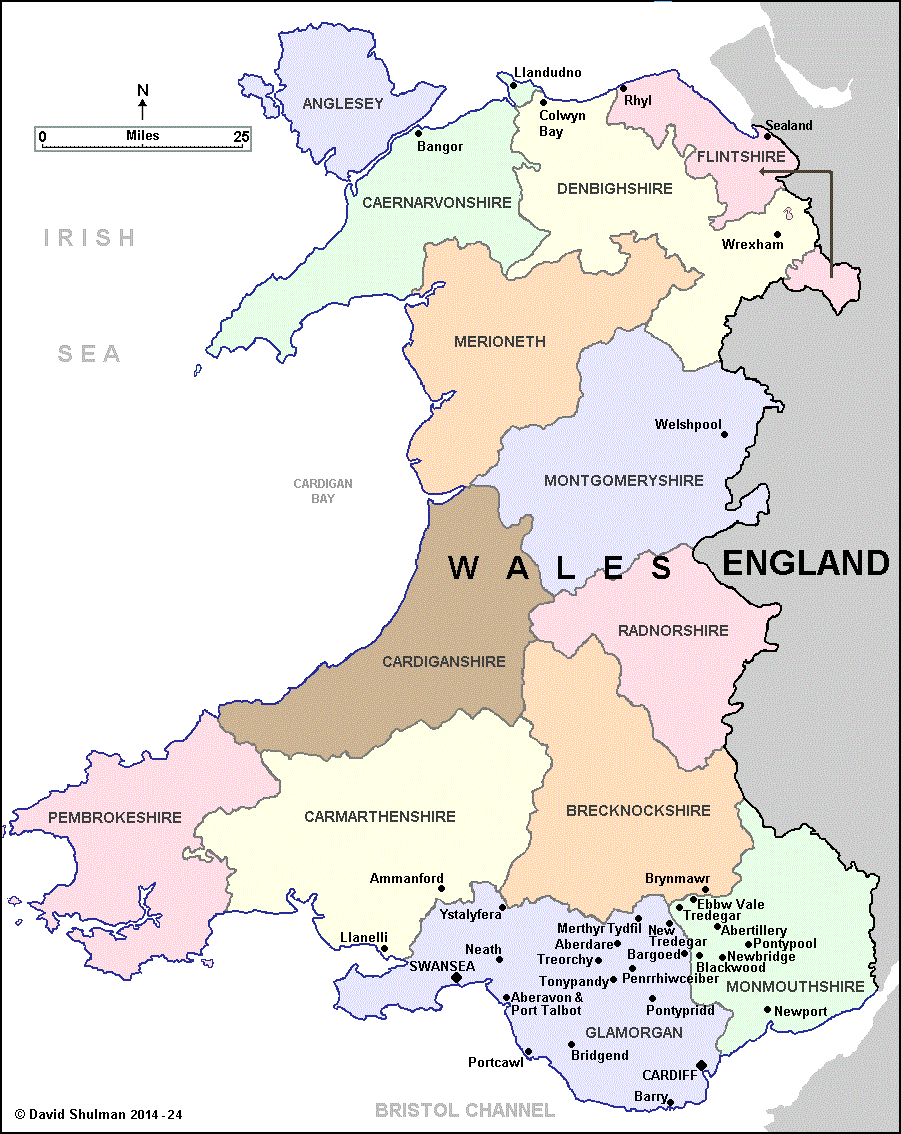 JCR-UK: Wales Jewish Communities and Congregations, listed by County
